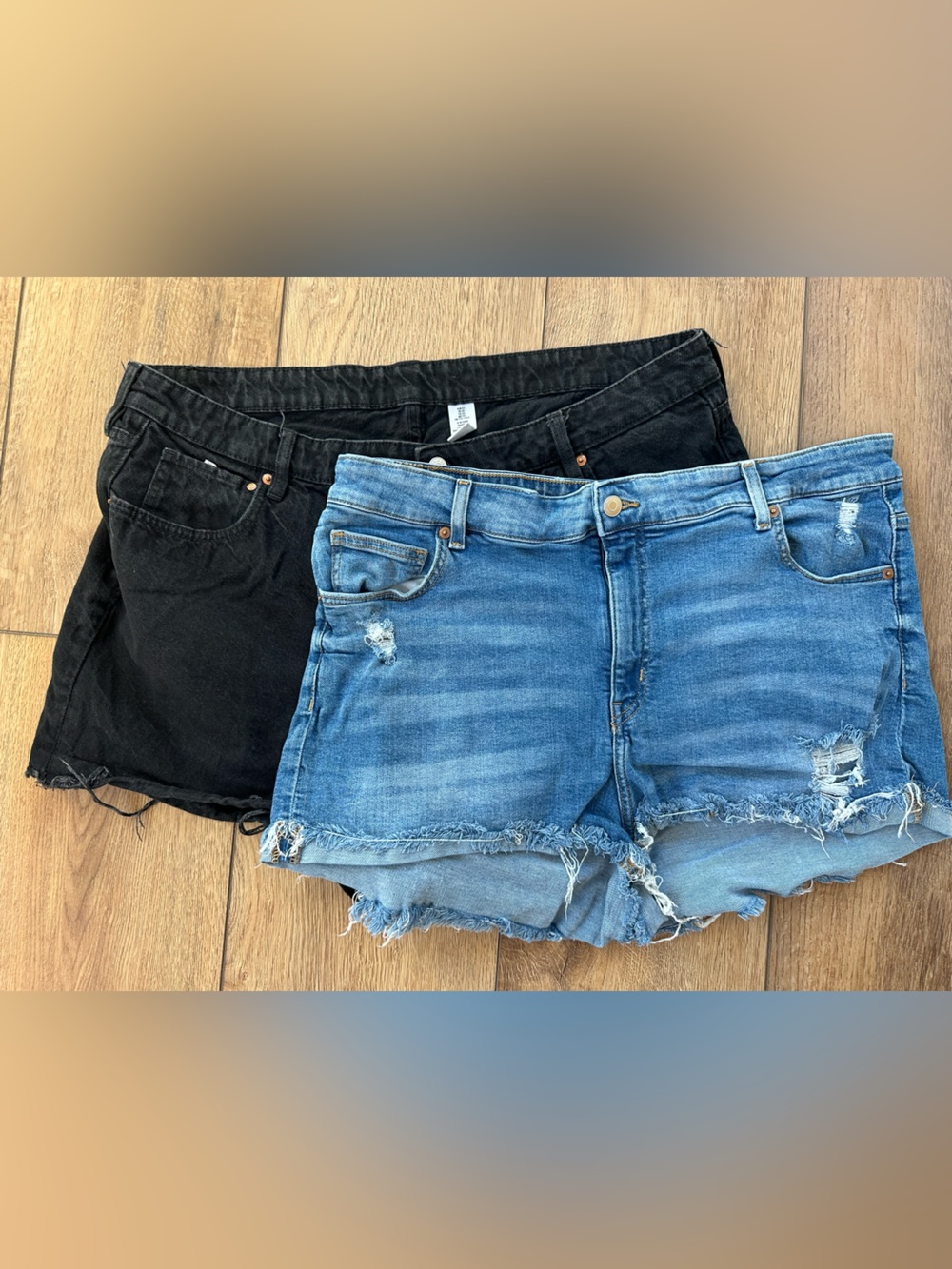 H&M Black and Blue Denim Short Duo